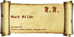 Mack Milán névjegykártya